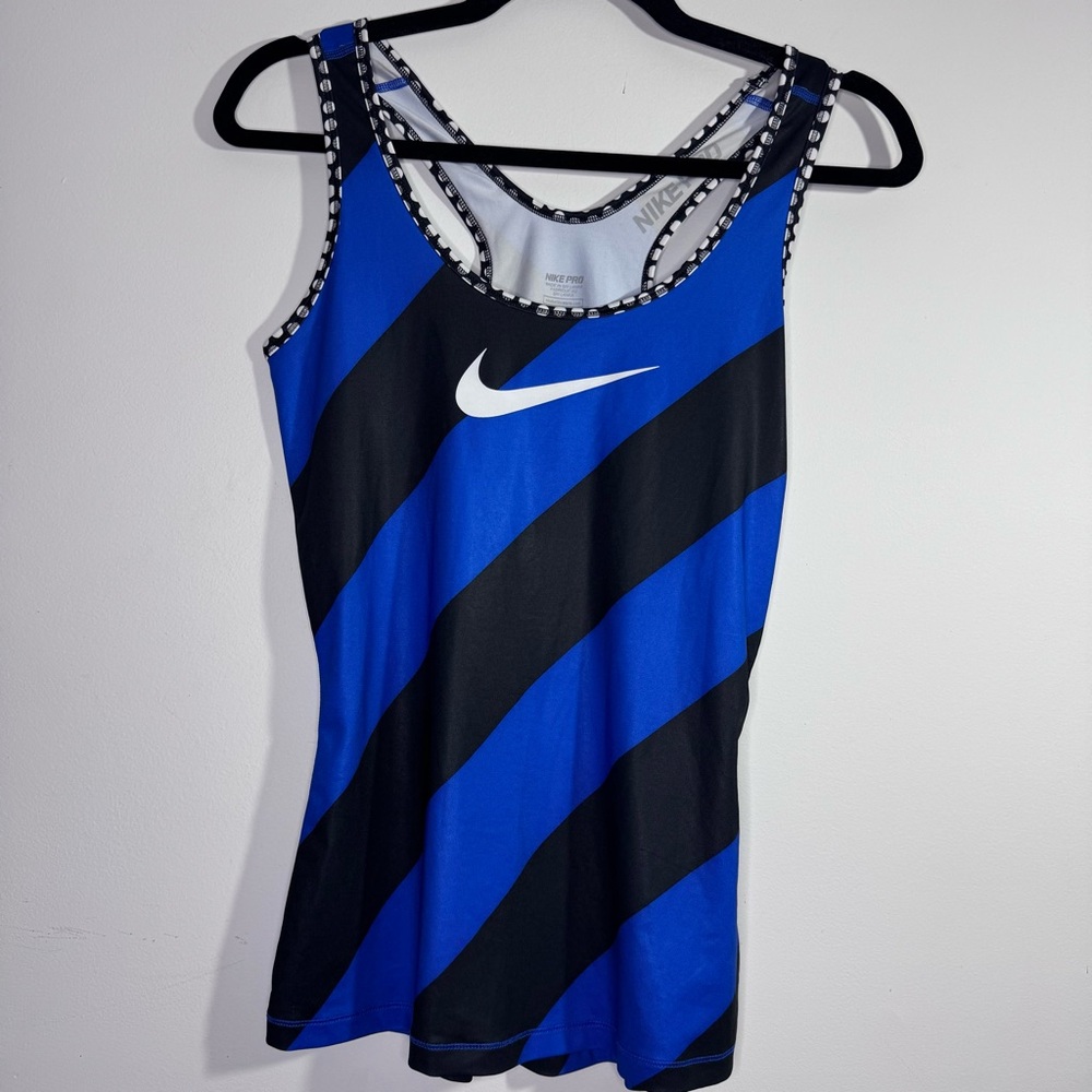 Nike Pro Women’s S Blue Black Y2K Racerback Dri-FIT Gym Training Tank
